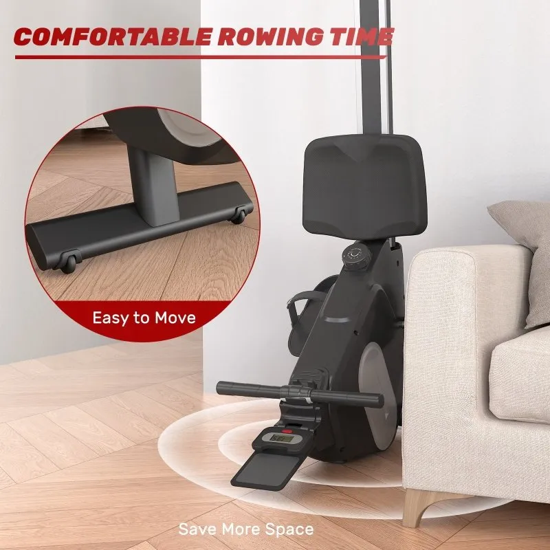 15-Level Adjustable Resistance Magnetic Rowing Machine LCD Display