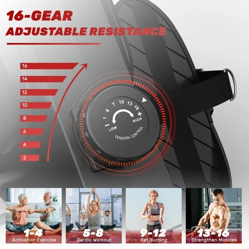 15-Level Adjustable Resistance Magnetic Rowing Machine LCD Display