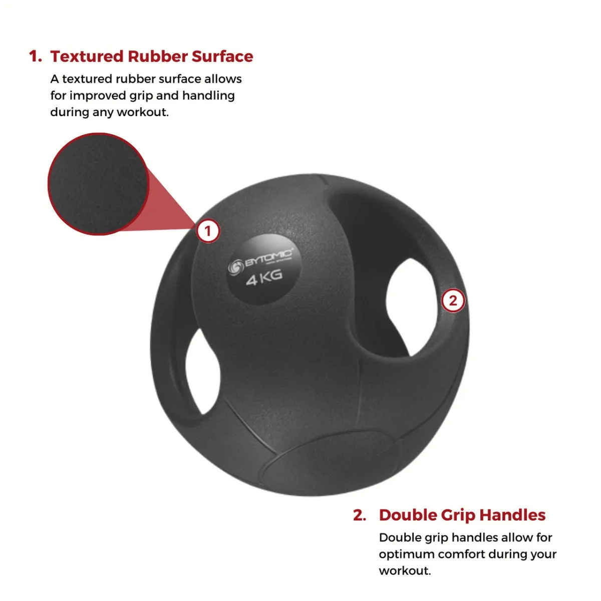 Bytomic Double Grip Medicine Ball 6kg Black