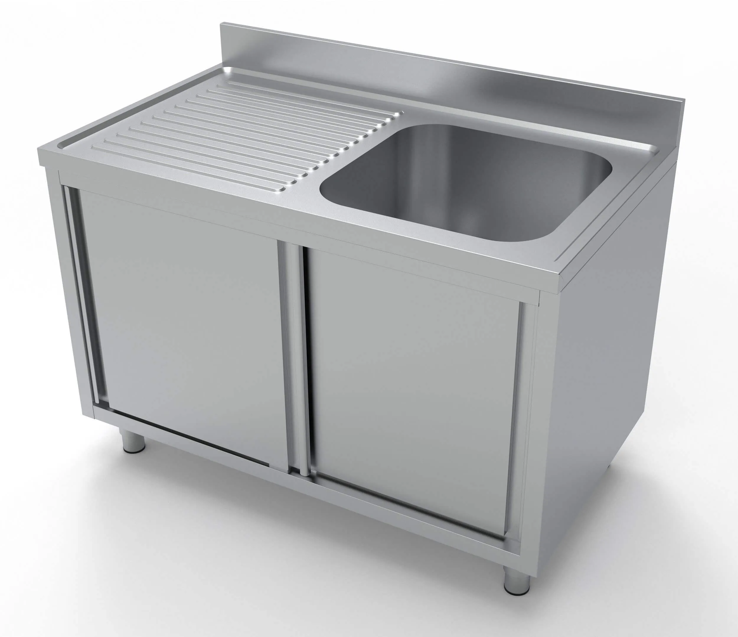 Combisteel 700 Stainless Steel Single Right Bowl Sink With Sliding Doors 1200mm Wide - 7333.0905