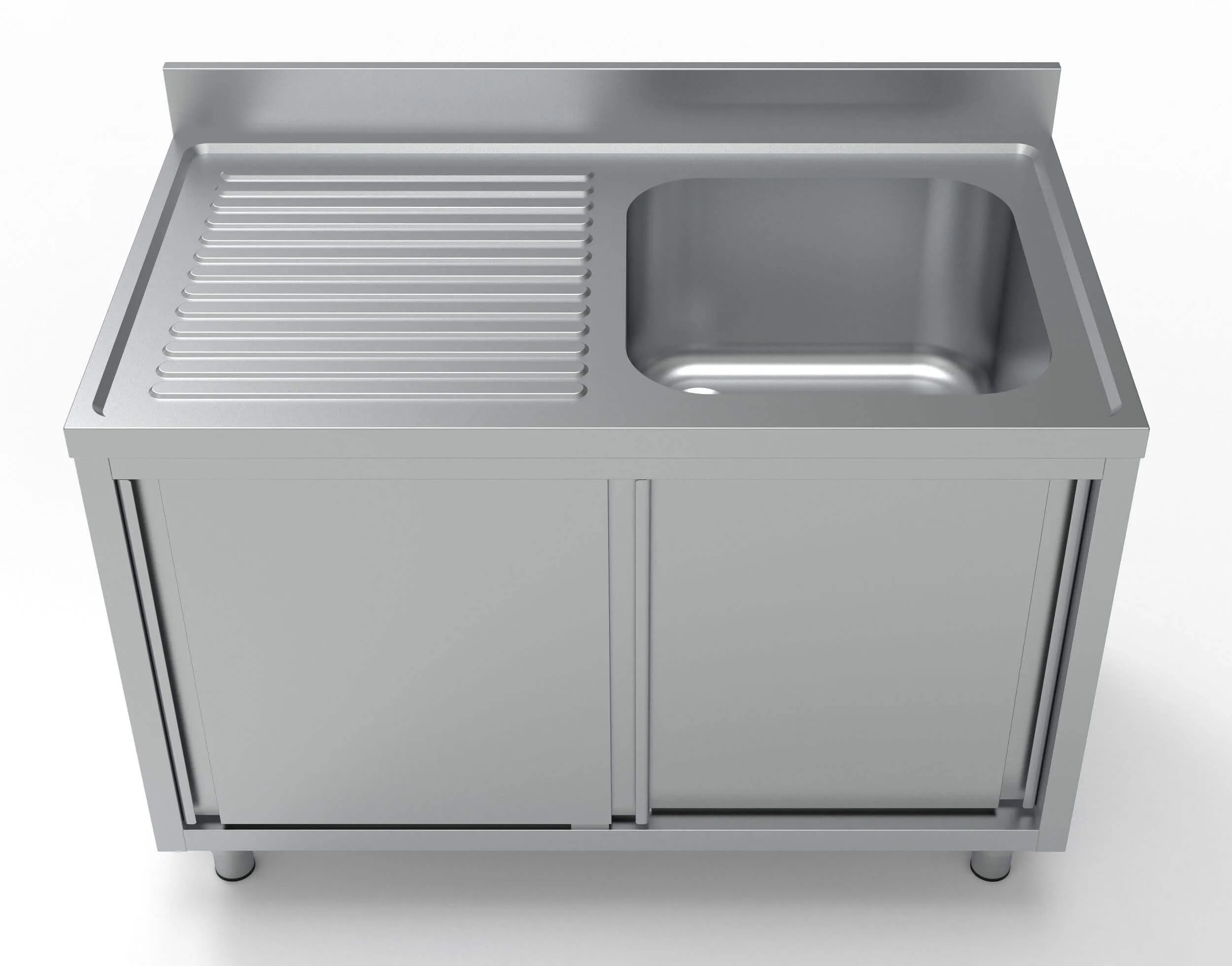 Combisteel 700 Stainless Steel Single Right Bowl Sink With Sliding Doors 1200mm Wide - 7333.0905