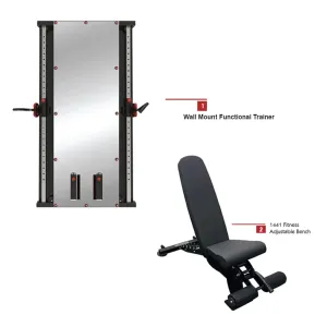 Combo Deal | 1441 Fitness Wall Mounted Mirror Functional Trainer - 41FGT980   Adjustable Bench A8007