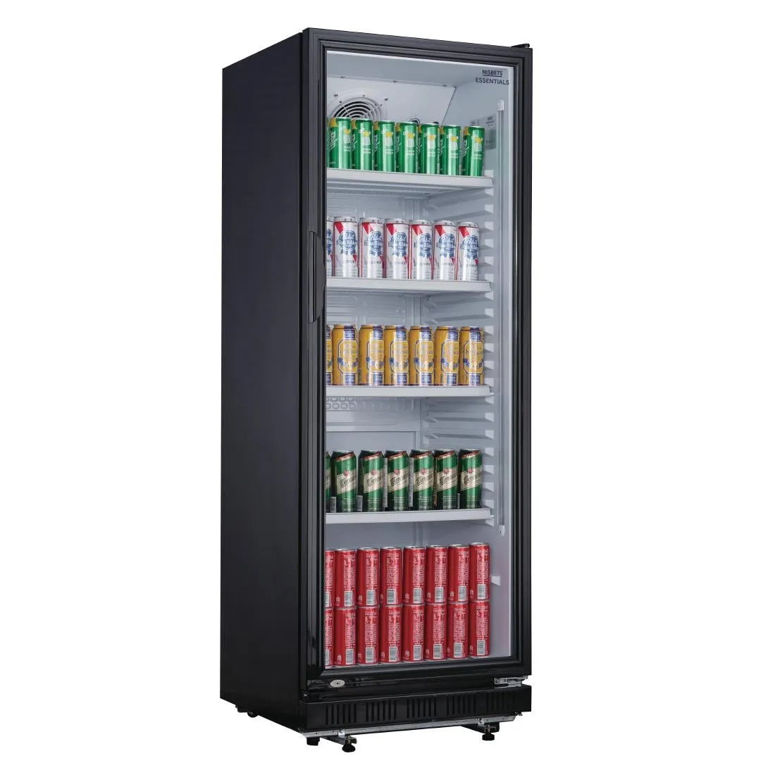 DG280 Nisbets Essentials Upright Display Fridge Black 346Ltr