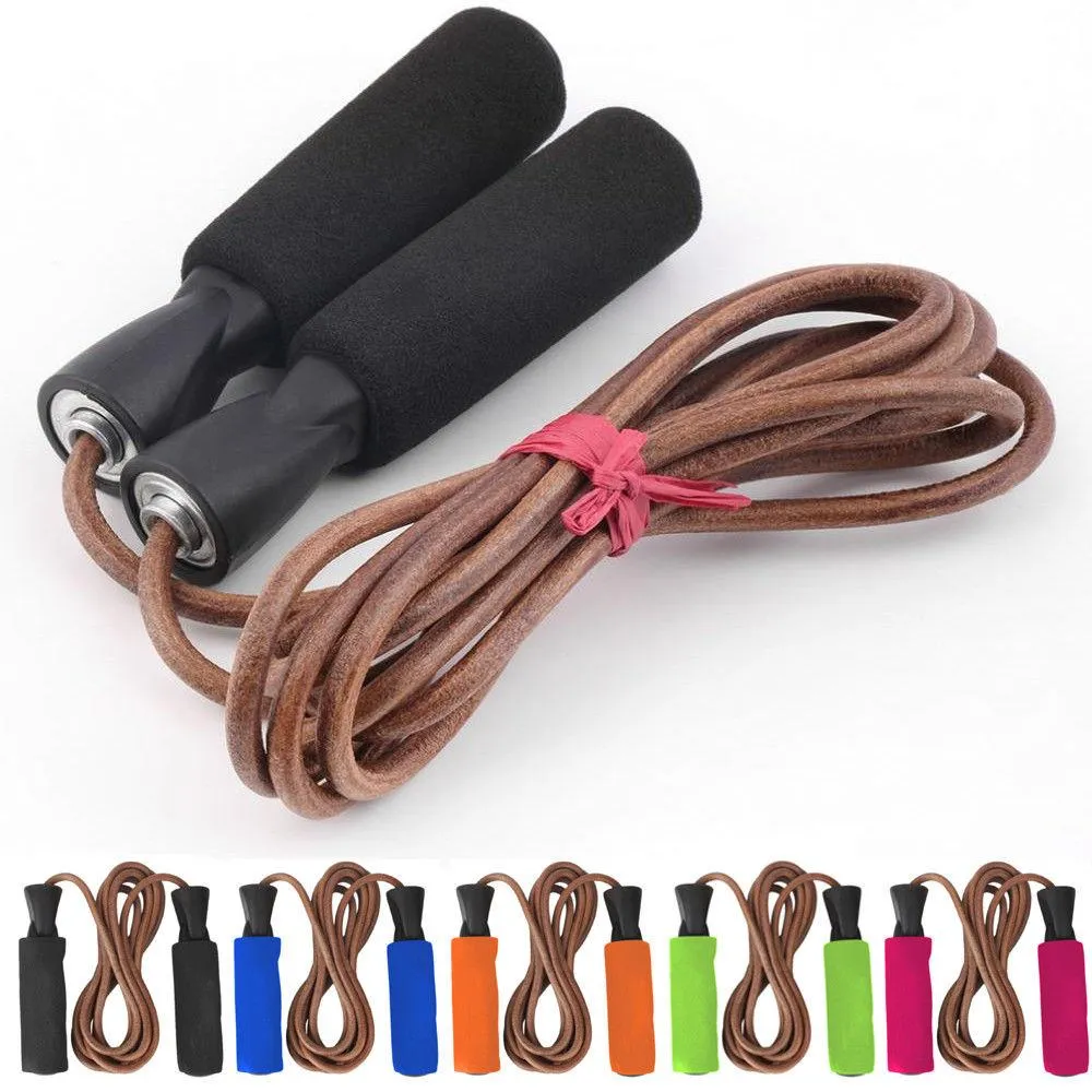 Leather Skipping Jump Rope - Black