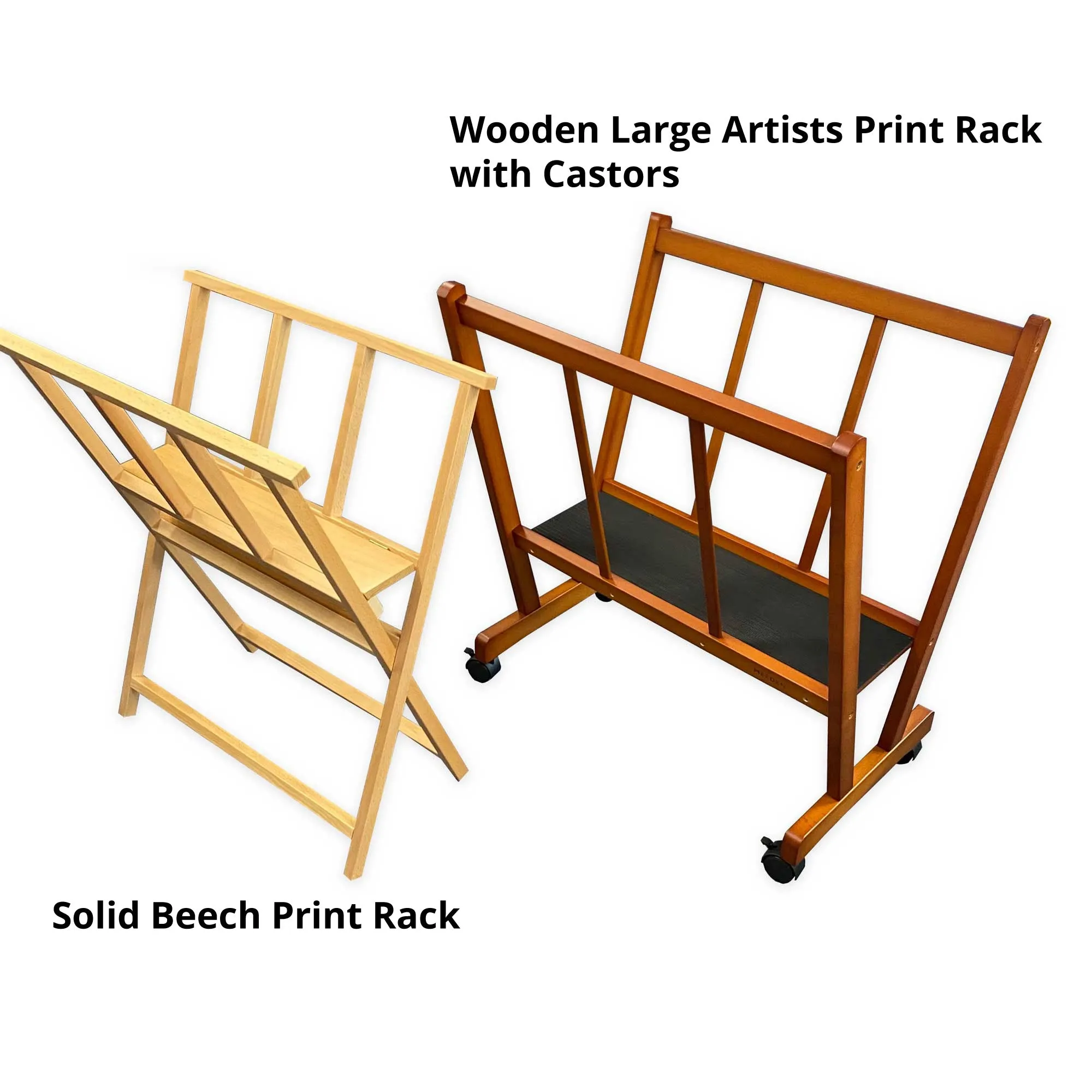MEEDEN Large Artists' Studio/Display Print Rack with Castors - Walnut