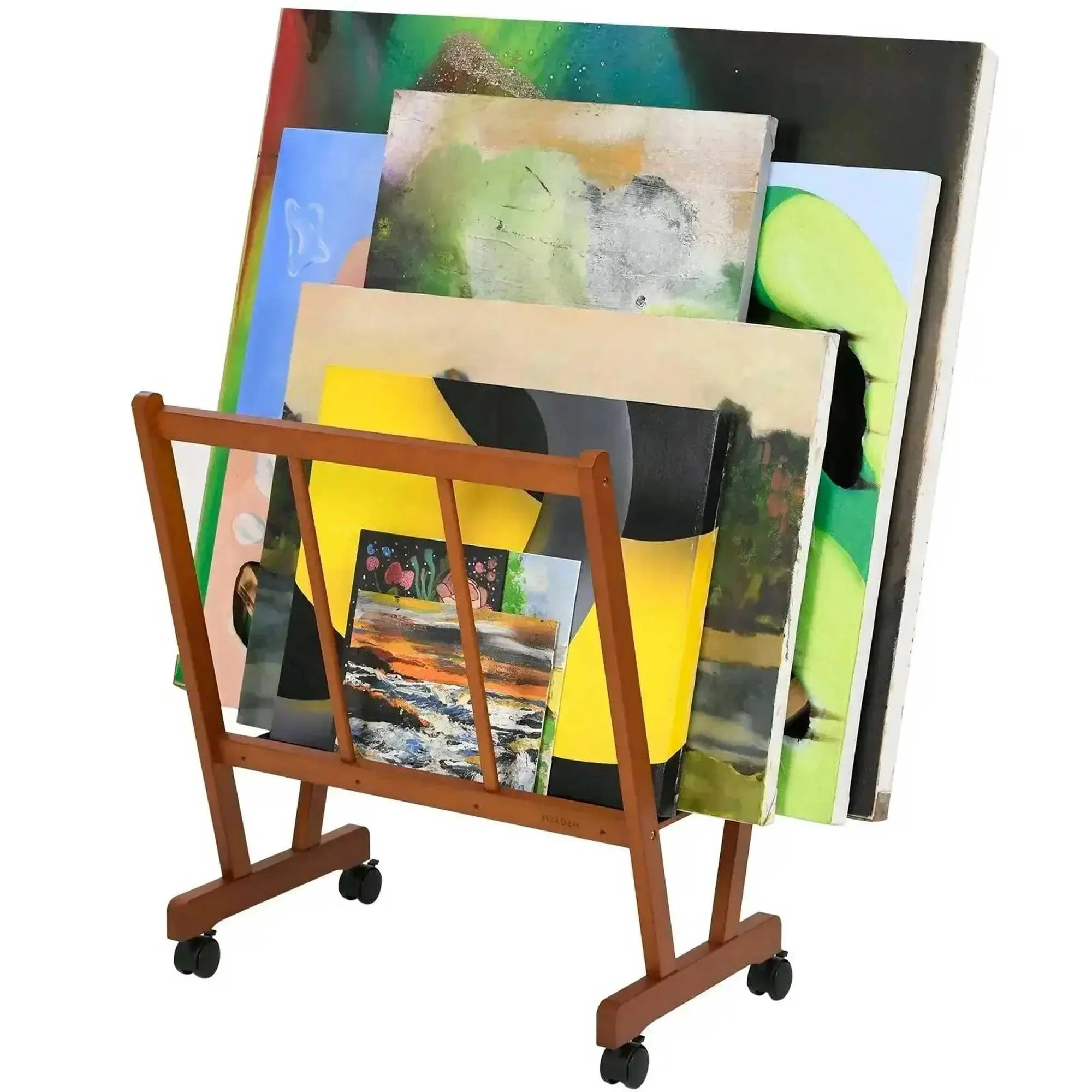 MEEDEN Large Artists' Studio/Display Print Rack with Castors - Walnut