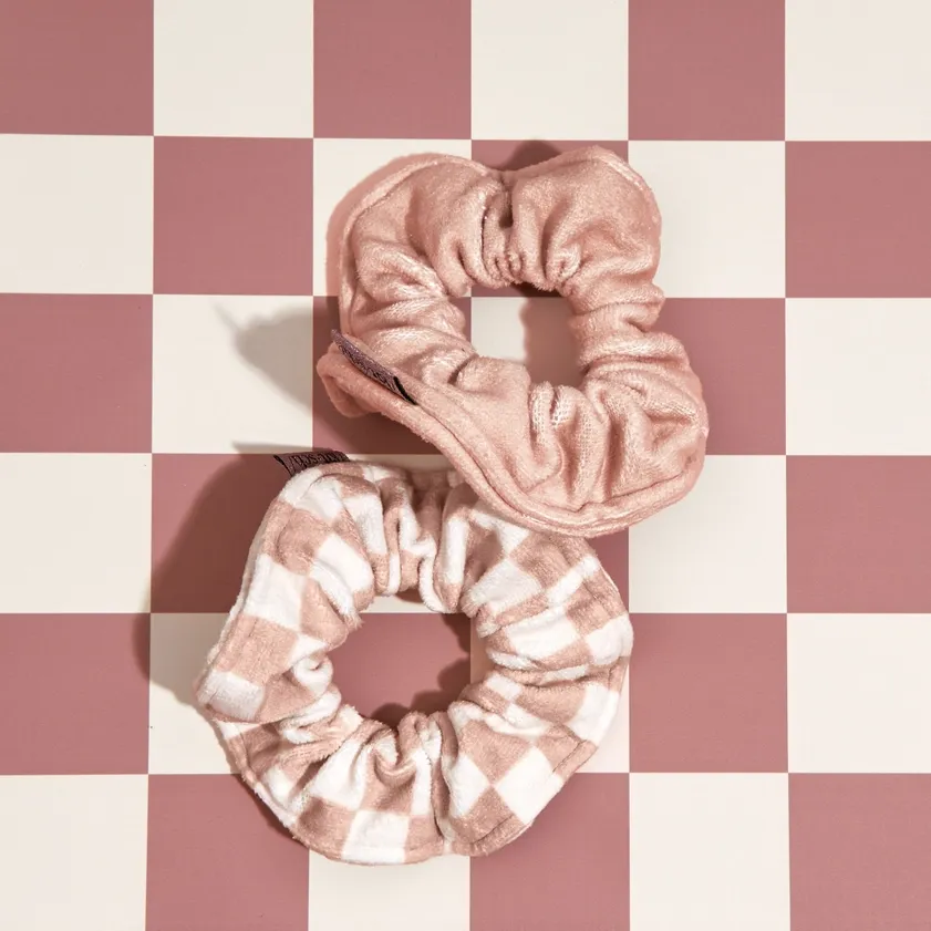 Microfiber Quick-Dry Towel Scrunchie 2 Pack - Terracotta Checker