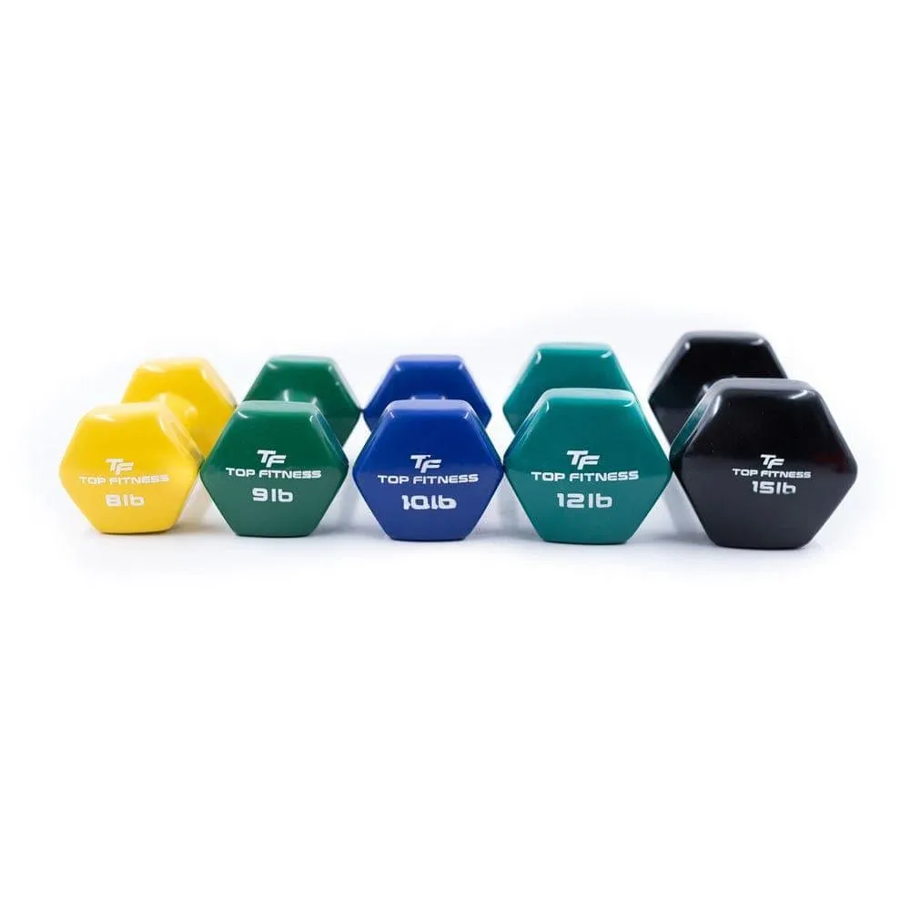 Top Fitness Vinyl Hex Dumbbell