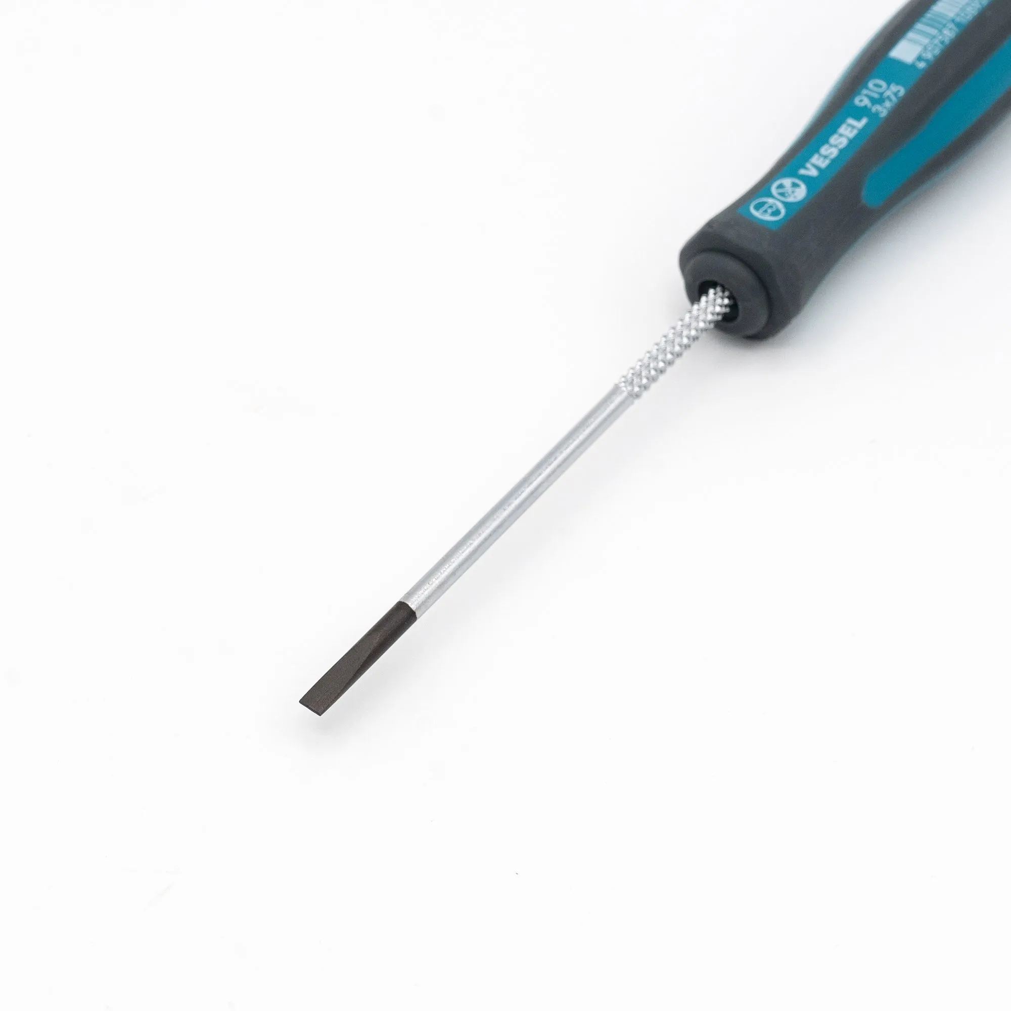 Vessel 910 S3 75 Slotted Precision Thin Shank 3mm (1/8") x 3" Blade (O.A.L. 6") Magnetic Megadora Flat Blade Screwdriver
