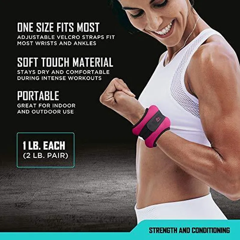 Wrist Weights 1 Lb Weighted Workout Gloves Set Strength Training Thum Pink
